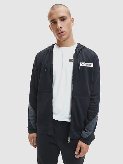 Calvin Klein Ruhák HU617225 | Calvin Klein Zip Up Férfi Kapucnis Pulóver Fekete